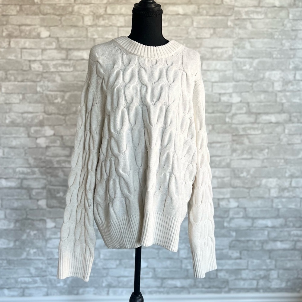 A New Day Cable Knit Cream Oversize Sweater